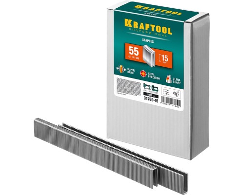 Скобы для степлера тип 18GA (55/90/C) 15 мм, 5000 шт. KRAFTOOL 31789-15