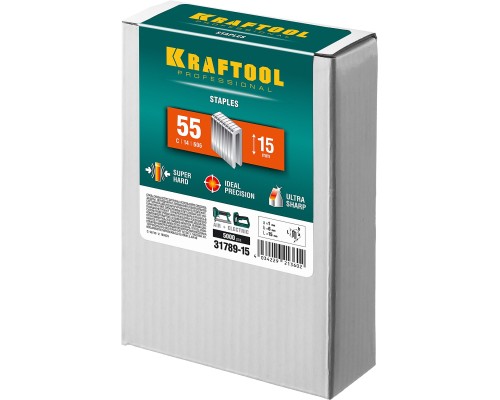 Скобы для степлера тип 18GA (55/90/C) 15 мм, 5000 шт. KRAFTOOL 31789-15