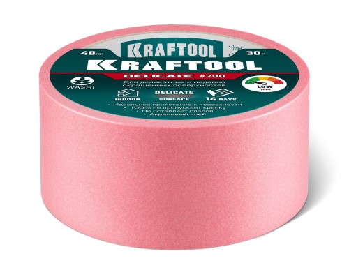 Малярная лента #200 Delicate 48 мм x 30 м для деликатных и недавно окрашенных поверхностей KRAFTOOL 12102-48