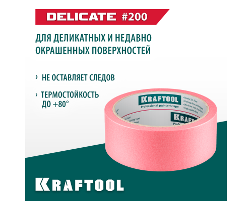 Малярная лента #200 Delicate 38 мм x 30 м для деликатных и недавно окрашенных поверхностей KRAFTOOL 12102-38