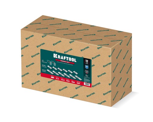 Набор нержавеющих гребенок со сменной 2к ручкой в пластиковом кейсе 280х115 мм (6шт)-480х130 мм (6шт) KRAFTOOL 33268-H12