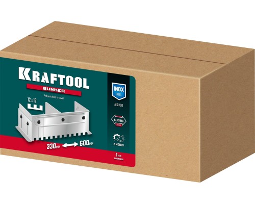 Раздвижная гребенка для плитки BUNKER зуб 12*12 мм, до 600 мм, нерж. сталь KRAFTOOL 0808-12