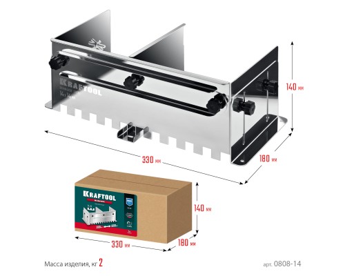 Раздвижная гребенка для плитки BUNKER зуб 14*14 мм, до 600 мм, нерж. сталь KRAFTOOL 0808-14