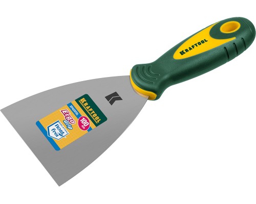 Шпатель 100 мм, x-образное профилированное полотно, двухкомпонентная ручка, нержавеющий KRAFTOOL 10035-100