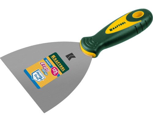 Шпатель 125 мм, x-образное профилированное полотно, двухкомпонентная ручка, нержавеющий KRAFTOOL 10035-125