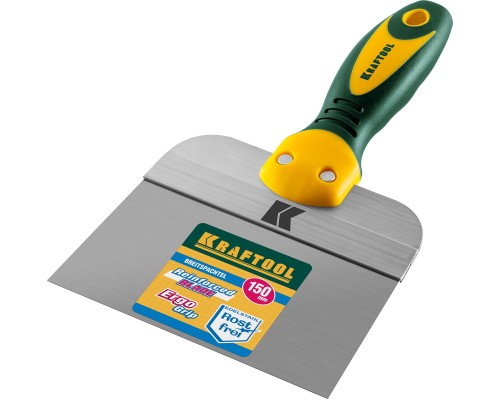 Фасадный шпатель 150 мм, широкое полотно, алюминиевая направляющая, двухкомпонентная ручка, нержавеющий KRAFTOOL 10036-150