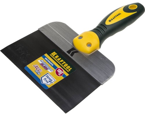 Фасадный шпатель 180 мм, широкое полотно, алюминиевая направляющая, двухкомпонентная ручка, нержавеющий KRAFTOOL 10036-180