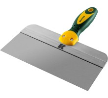 Фасадный шпатель 250 мм, широкое полотно, алюминиевая направляющая, двухкомпонентная ручка, нержавеющий KRAFTOOL 10036-250