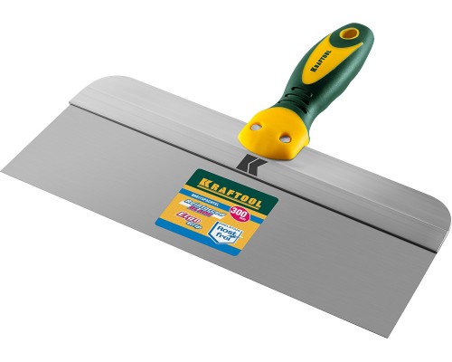 Фасадный шпатель 300 мм, широкое полотно, алюминиевая направляющая, двухкомпонентная ручка, нержавеющий KRAFTOOL 10036-300