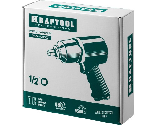 Ударный пневматический гайковерт PW-900, 1/2", 880 Н·м KRAFTOOL 64210