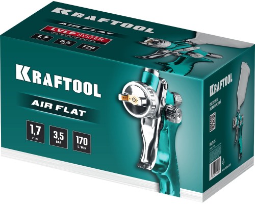 Пневматический краскопульт с верхним бачком AirFlat, LVLP, 1.7 мм KRAFTOOL 06524-1.7