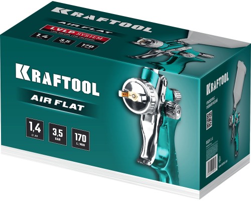 Пневматический краскопульт с верхним бачком AirFlat, LVLP, 1.4 мм KRAFTOOL 06524-1.4