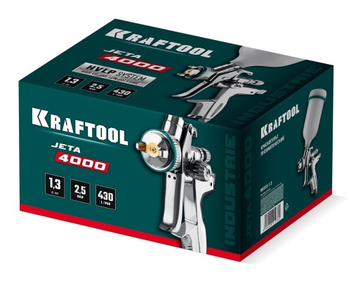 Пневматический краскопульт с верхним бачком JETA 4000, HVLP, 1.3 мм KRAFTOOL 06555-1.3