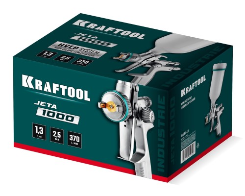 Пневматический краскопульт с верхним бачком JETA 1000, HVLP, 1.3 мм KRAFTOOL 06559-1.3