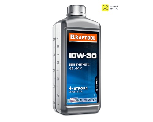 Полусинтетическое масло для 4-тактных двигателей 10W-30, 1 л KRAFTOOL 41513-1