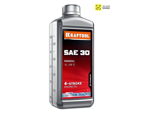 Минеральное масло для 4-тактных двигателей SAE 30, 1 л KRAFTOOL 41515-1