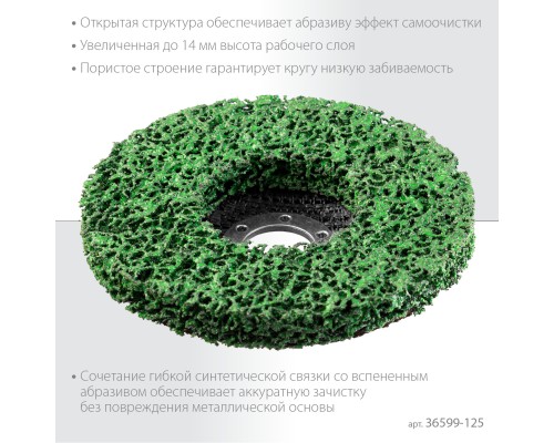 Круг полимерно-шлифовальный синтетический абразивный 125x22.2 мм KRAFTOOL 36599-125