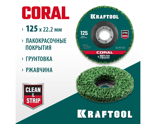 Круг полимерно-шлифовальный синтетический абразивный 125x22.2 мм KRAFTOOL 36599-125