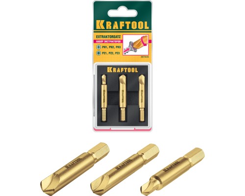 Набор экстракторов поврежденного крепежа 3 шт. KRAFTOOL 26770-H3