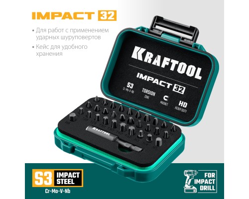 Набор ударных бит Impact-32, 32 шт. KRAFTOOL 26066-H32