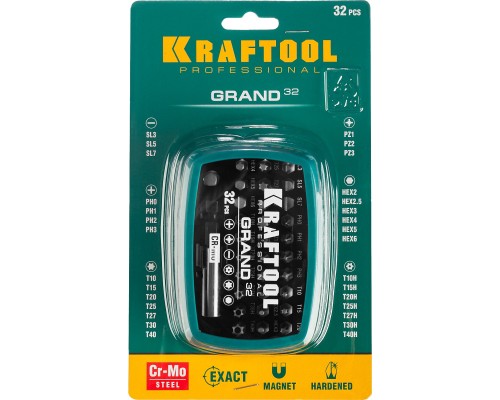 Набор бит Grand-32, с магнитным адаптером 32 шт. KRAFTOOL 26083-H32