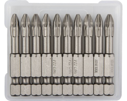 Торсионные биты X-Drive, PZ2, 50 мм, 10 шт. KRAFTOOL 26123-2-50-10