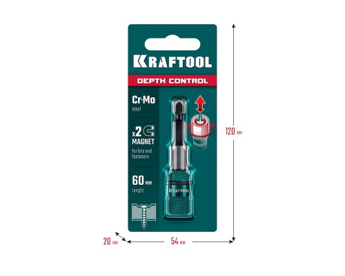 Адаптер с регулировкой глубины вкручивания крепежа Depth Control, 60 мм KRAFTOOL 26764