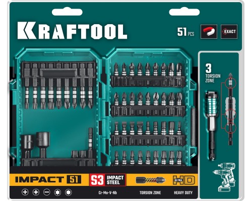 Набор ударных бит Impact-51, 51 шт. KRAFTOOL 26066-H51
