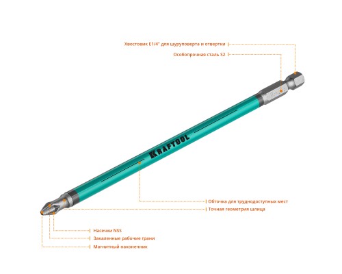 Биты Optimum, PH2, 150 мм, 5 шт. KRAFTOOL 26122-2-150-5