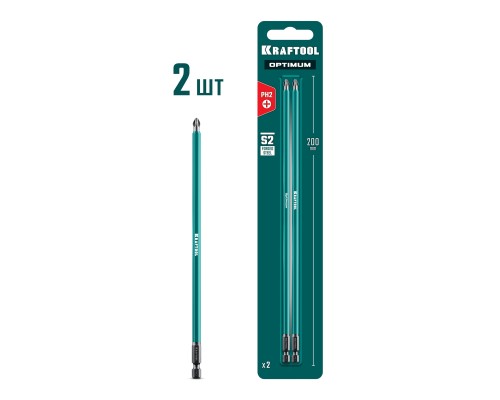 Биты OPTIMUM PH 2, 200 мм, 2 шт. KRAFTOOL 26122-2-200-2