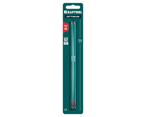 Биты OPTIMUM PH 2, 200 мм, 2 шт. KRAFTOOL 26122-2-200-2