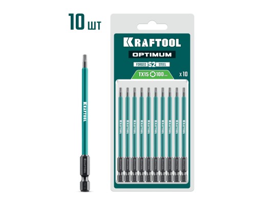 Биты OPTIMUM TX 15, 100 мм, 10 шт. KRAFTOOL 26126-15-100-S10
