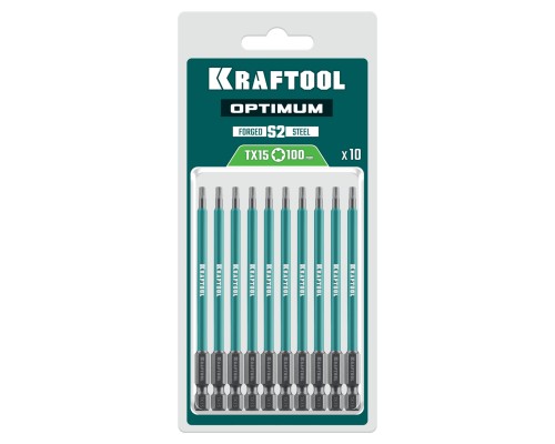 Биты OPTIMUM TX 15, 100 мм, 10 шт. KRAFTOOL 26126-15-100-S10