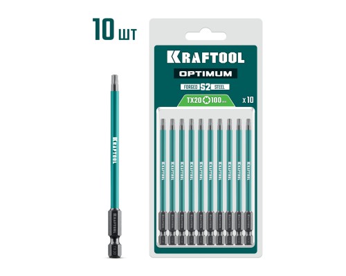 Биты OPTIMUM TX 20, 100 мм, 10 шт. KRAFTOOL 26126-20-100-S10
