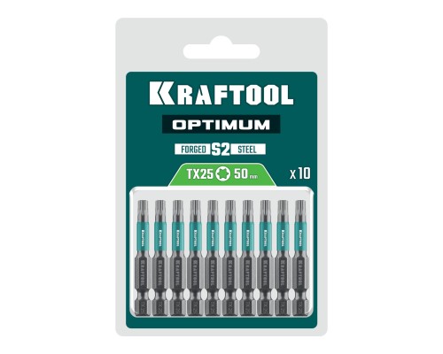 Биты OPTIMUM TX 25, 50 мм, 10 шт. KRAFTOOL 26126-25-50-10