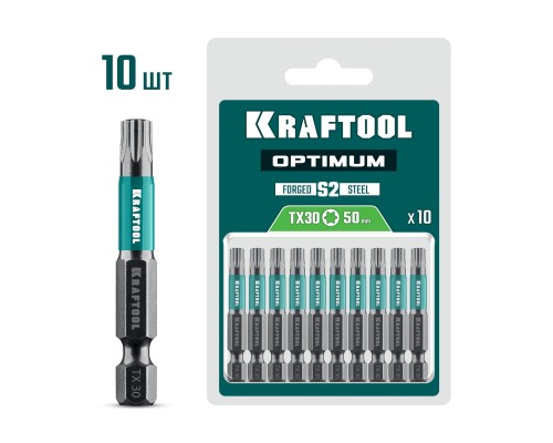 Биты OPTIMUM TX 30, 50 мм, 10 шт. KRAFTOOL 26126-30-50-10