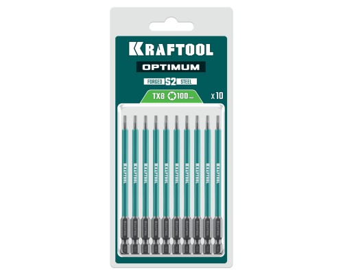 Биты OPTIMUM TX 8, 100 мм, 10 шт. KRAFTOOL 26126-8-100-S10