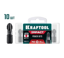 Ударные биты Impact PH 3, 25 мм, 10 шт. KRAFTOOL 26191-3-25-S10