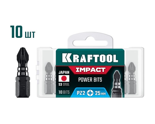 Ударные биты Impact PZ 2, 25 мм, 10 шт. KRAFTOOL 26193-2-25-S10