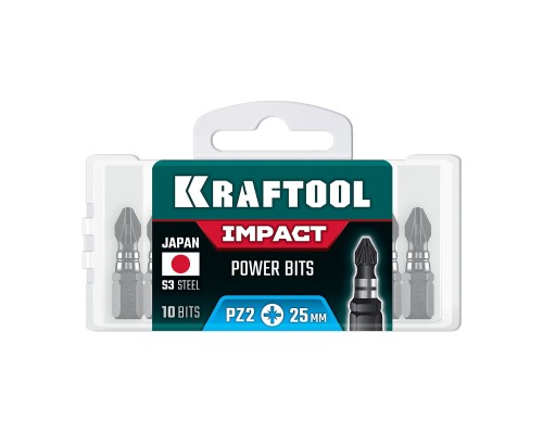 Ударные биты Impact PZ 2, 25 мм, 10 шт. KRAFTOOL 26193-2-25-S10