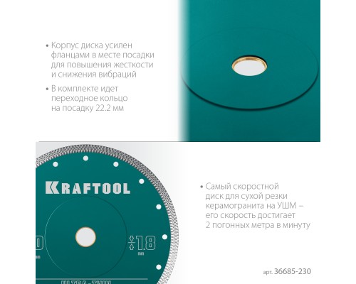 Ультратонкий алмазный диск ULTRA-THIN 230х1.8 мм KRAFTOOL 36685-230