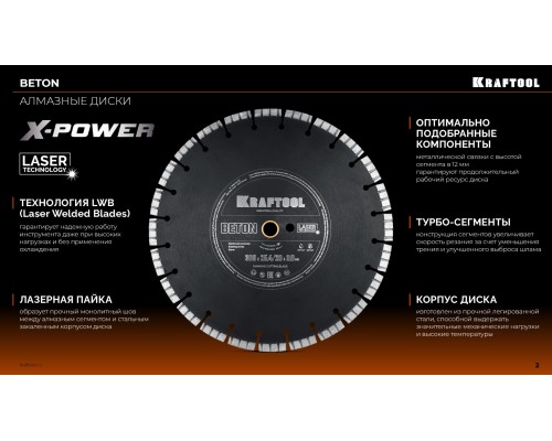 Алмазный диск BETON 500 мм (25.4/20 мм, 12х4.0 мм) KRAFTOOL 36686-500_z01