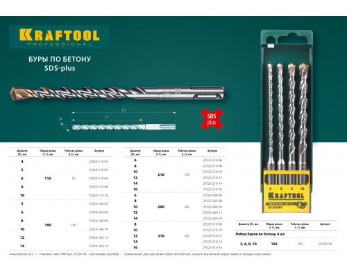 Бур SDS-plus Expert 8x160 мм KRAFTOOL 29320-160-08_z01 Бур SDS-plus Expert 8x160 мм KRAFTOOL 29320-160-08_z01