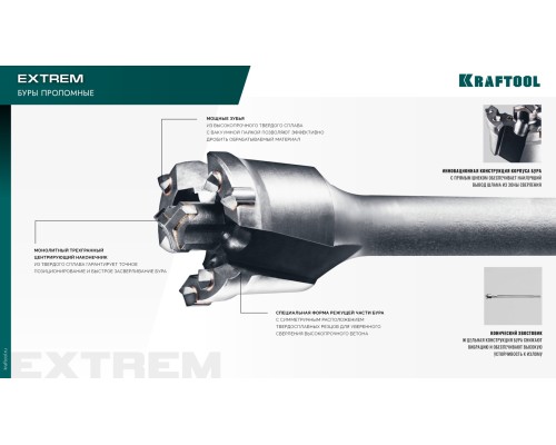 Проломной бур SDS-max EXTREM d 45x890/990 мм KRAFTOOL 29356-45-990