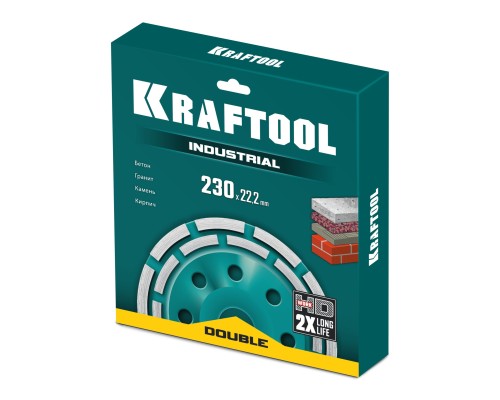 Двухрядная алмазная чашка INDUSTRIAL Double d 230 мм KRAFTOOL 33369-230