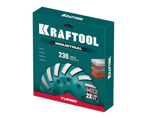 Сегментная алмазная чашка INDUSTRIAL Turbo d 230 мм KRAFTOOL 33368-230