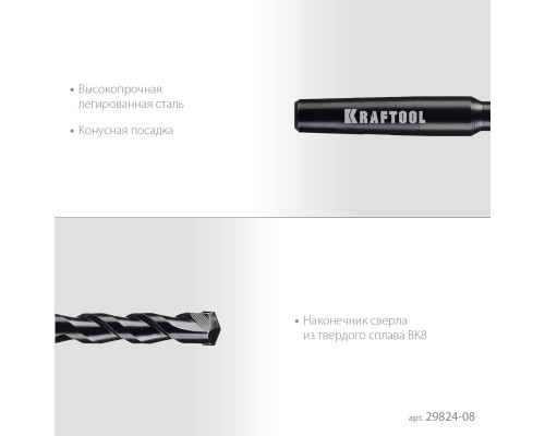 Центрирующее сверло d 8 мм KRAFTOOL 29824-08