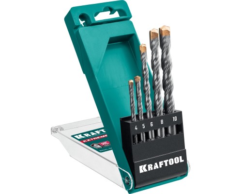 Набор сверл по бетону Extreme, 5 шт: 4-5-6-8-10 мм, трехгранныйxвостовик KRAFTOOL 29166-H5