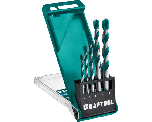Набор сверл по керамограниту с твердосплавной пластиной Keramo, 5 шт: 4-5-6-8-10 мм KRAFTOOL 29175-H5