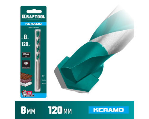 Сверло по керамограниту Keramo, 8x120 мм, тв.сплав КС KRAFTOOL 29175-120-8